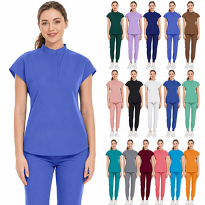 Ensemble de tenues médicales en gros, multicolore, extensible dans les 4 sens, comprenant un haut et un <span class=keywords><strong>pantalon</strong></span> jogger, pour infirmières et personnel hospitalier, prêt à expédier - Product Image 1