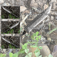 Lame Vierge de Couteau de Chasse Grandsharp, Couteaux à Lame Fixe DIY pour Survie en Plein Air, Outil de Camping, Couteaux de Cuisine Utilitaires en Acier Damas