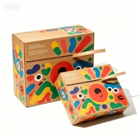 Boîte de rangement en carton ondulé recyclé écologique avec impression de logo de dessin animé personnalisé pour figurines et jeux