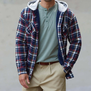 Bán buôn thiết kế mới nhất cotton thời trang dạo phố dài tay áo Mens trùm đầu flannel Áo khoác - Product Image 1