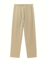 Pantalon de survêtement décontracté pour homme en polyester avec détails boutonnés, tissu tricoté couleur unie, coupe droite, taille élastique