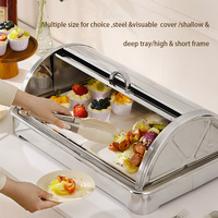 Plateau de service en céramique Oulu pour desserts, plateau de présentation pour traiteur avec couvercle SUS/PC, plateau de service de buffet en acier inoxydable