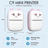 Printer Label & Foto Mini Saku Perekat Sendiri, Printer Thermal USB Portabel Ringkas dengan Resolusi 200 DPI, Ukuran Kertas Maksimal 50mm