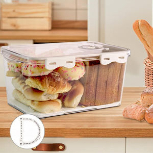 Controsoffitto in plastica a tenuta stagna tempo di registrazione cibo pane contenitore scatola per il pane con coperchio e maniglia - Product Image 1