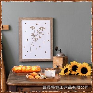 Japanese-style acacia wood <b>tray</b>, rectangular <b>dinner</b> plate, insulated solid wood plate, oval breadboard, teacup saucer. - Product Image 3