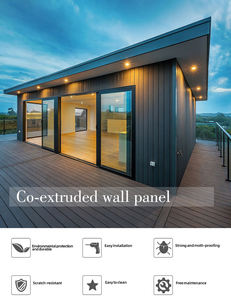 Revestimiento de Pared Exterior Moderno con Sistema de Cierre por Clic, Compuesto de Plástico WPC Coextruido, Paneles Sándwich Decorativos para Terraza con Acabado Cepillado - Product Image 3