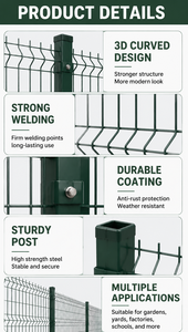 Paneles <span class=keywords><strong>de</strong></span> Cerca Metálica Curvada en 3D, Galvanizada y Soldada, Cerca Metálica Exterior para Seguridad en Jardines - Product Image 4