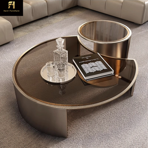 <span class=keywords><strong>Mesa</strong></span> de Centro de Vidrio Templado <span class=keywords><strong>Semicircular</strong></span> Estilo Americano para Sala de Estar, Diseño Creativo de Lujo Italiano - Product Image 2
