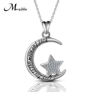 Custom made hand name sweater children choker moon CRYSTAL Bracelets Silver 925 necklace - Product Image 1