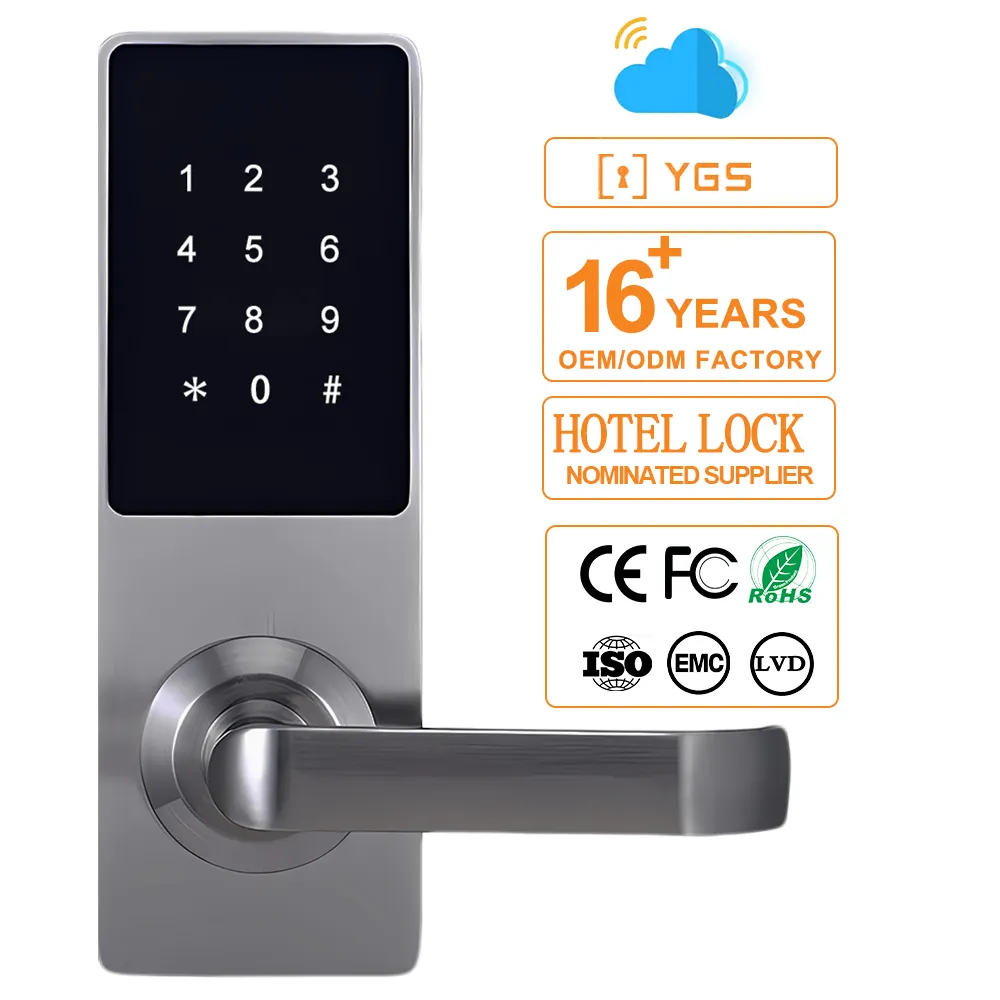 YGS kunci pintu elektronik Digital antiair, kunci pintar untuk mengunduh layar kata sandi Tuya TTlock rumah apartemen