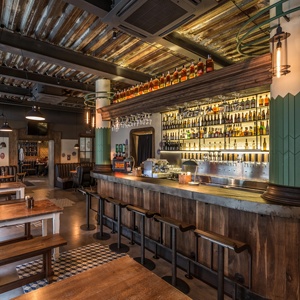 Industrial Rustic Pub <b>Bar</b> Restaurant Interior Design Fitout Custom Solid Wood <b>Bar</b> Counter <b>Stool</b> Booth Shopfitting - Product Image 2