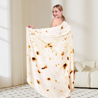 2024 beliebtes Design Geburtstags geschenke Burritos Tortilla Soft Novelty Food Wrap Decken Pizza Flanell Fleece runde Decke
