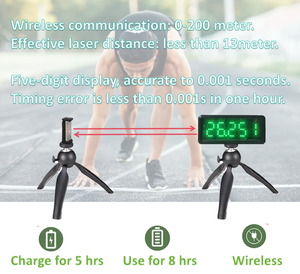 Yizhi Xách Tay LED Laser Race Hẹn Giờ USB Có Thể Sạc Lại LED Theo Dõi Và Lĩnh vực Không Dây Laser Hẹn Giờ Chính Xác Để 0.001 Giây - Product Image 3