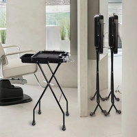 Chariot de Salon Pliable en Aluminium – Plateau Roulant Portable au Design Moderne pour Coiffeur avec Roues pour Usage Domestique et Hôtelier