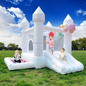 Maison de rebond blanche gonflable avec toboggan pour fêtes en plein air et mariages <span class=keywords><strong>Location</strong></span> de <span class=keywords><strong>château</strong></span> sautant plein d'entrain - Product Image 1