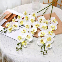 Bunga Phalaenopsis Buatan Berkualitas Tinggi, Batang Tunggal, 9 Kepala, Tekstur 3D, Sutra Imitasi, 70x15x10cm, Dekorasi Rumah untuk Pernikahan