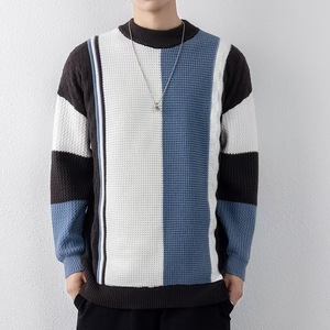 Suéter de cuello redondo de manga larga con patrón de cuadros retro personalizable para hombre, prendas de punto informales con características antiarrugas y antiencogimiento - Product Image 6