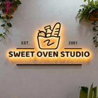 Letrero LED Retroiluminado para Panadería, Letras Acrílicas 3D, Logotipo Personalizado, Letrero Metálico Iluminado para Exteriores, para Pastelerías