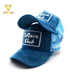 Cappellino Sportivo OEM Personalizzato di Alta Qualità a 5 Pannelli con Logo Ricamato 3D, Rete e Chiusura Snapback, in Velluto Blu Pavone e Tessuto Dobby a Pois - Product Image 6