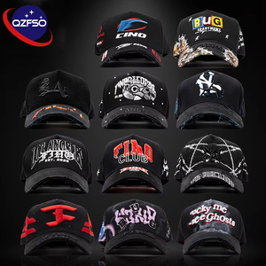 Casquettes de baseball QZFSO en coton pour hommes, 5 panneaux, doublure satinée 3D, broderie personnalisée, haute qualité, vente en gros - Product Image 1