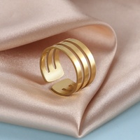 Bagues ouvertes géométriques en acier inoxydable pour femmes et hommes, bagues minimalistes couleur or noir, bijoux tendance, cadeau de fiançailles