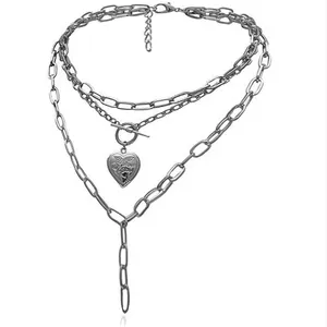 Fashion Fine Jewelry Necklaces Personalised Punk Hip-Hop Heart 925 Sterling Silver Custom Collar Chains Necklace For Women