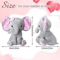 Bébé éléphant en peluche doux personnalisé jouets avec logo brodé éléphant gris rose cadeau pour les filles mignon éléphant en peluche avec nœud
