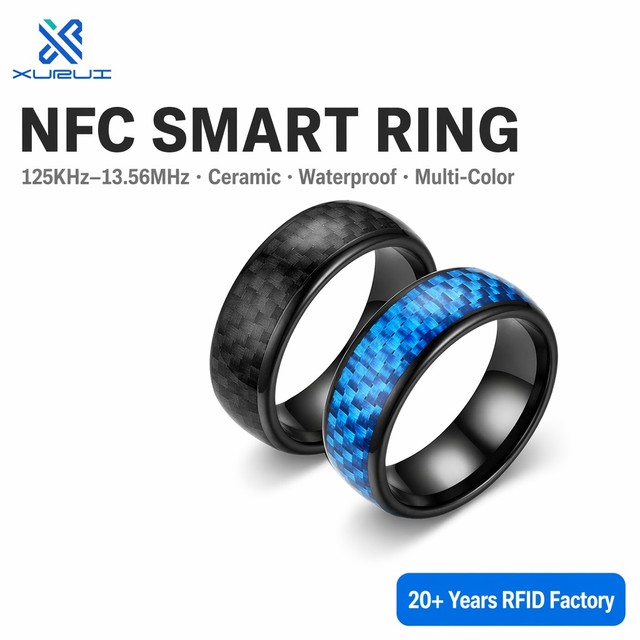 IP68 Waterproof Dual Frequency NFC Smart Ring Carbon Fiber Ceramic RFID Ring 125KHz 13.56MHz Access Control Smart Ring