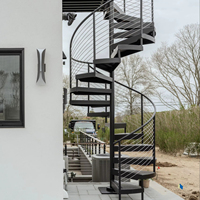 Escalier en colimaçon moderne minimaliste, escalier en spirale intérieur avec rampe en câble pour appartement