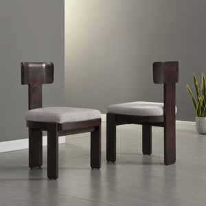 OE HOME Ensemble de 2 chaises de salle à manger rembourrées en velours de style mi-siècle, meubles de salle à manger durables et écologiques, pieds en bois brun foncé - Product Image 2