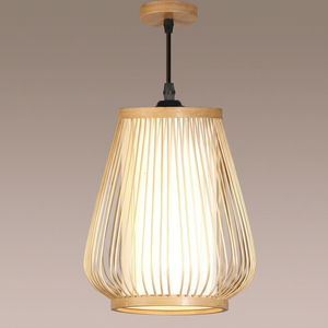 Modern Double Layer Bamboo Rattan Lamp <b>Shade</b> Indoor Apartment Home Decorative Ceiling <b>Lighting</b> Pendant <b>for</b> Nightstand Use - Product Image 1