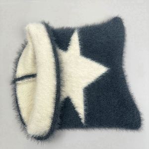 Wholesale Soft Star Faux Fur Beanies Cute Cat Ears Warm Jacquard <b>Hats</b> Knitted <b>Hat</b> <b>for</b> Women Autumn and Winter Street Y2K Beanies - Product Image 6