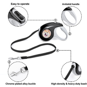 Dog Leash Leashes Custom Retractable Auto Strong Dog Leash Plastic Firm Handle Nylon Rope Both Sides Digital Printing Pet Leashes