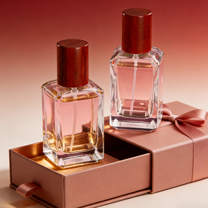 Flacon de parfum élégant et raffiné en verre transparent épais de 30 ml et 50 ml, vide, pour emballage de parfum de <span class=keywords><strong>mariage</strong></span>, avec bouchon en bois - Product Image 5