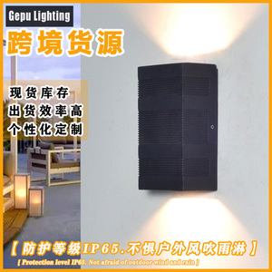 Applique murale extérieure à double tête LED, éclairage haut et bas, en aluminium, carrée, à rayures, pour jardin - Product Image 3