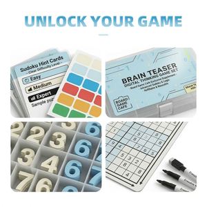 Brain Teaser Digital Thinking Game Set Sudoku Puzzle Board Game Educational Toy <b>with</b> <b>Numbers</b> and Hint Cards Plastic Box - Product Image 3