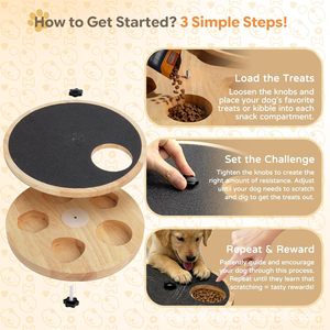 Cross-border wooden rotating dog <b>scratching</b> <b>post</b>, food storage box, paw protector, slow-feeding dish, feeder. - Product Image 3