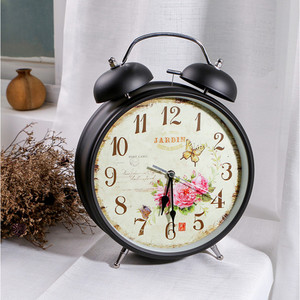 Metal Alarm Clock 8 Inch Double Bells Loud Ringing Luminous Black Diamond Face Desk Clock - Product Image 2