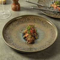 Yayu 2023 nouveaux designs rétro restaurant japonais couleur émaillée dîner rond personnalisé plats et assiettes assiettes en céramique en vrac