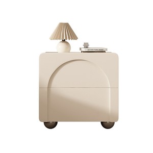 Modern Minimalist Bedside Table 48cm <b>White</b> <b>Storage</b> <b>Cabinet</b> With Drawers For Bedroom Home Use - Product Image 2