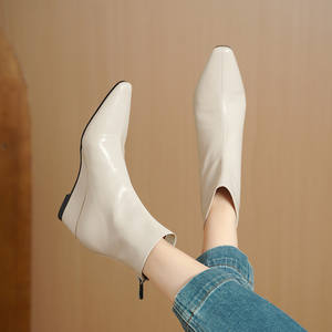 Cialisa mode <span class=keywords><strong>compensées</strong></span> bout carré bottines 2025 automne hiver robe de soirée quotidien 5cm mi talons mince <span class=keywords><strong>bottes</strong></span> courtes pour les femmes 40 - Product Image 3