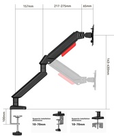 Bras de support d'écran d'ordinateur en aluminium robuste à ressort à gaz, vente chaude, pour écran d'ordinateur de 17 à 32 pouces, support d'écran réglable en hauteur