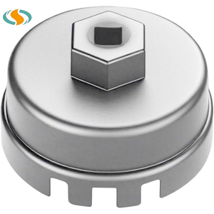 Clé à <span class=keywords><strong>filtre</strong></span> à <span class=keywords><strong>huile</strong></span> en aluminium de type coupelle 64 mm à 14 cannelures pour Lexus, outil de démontage universel argenté - Product Image 4