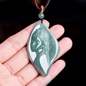Pendentif en jadéite naturelle bleu eau de jade pour homme et femme, certificat d'évaluation, design original E059 - Product Image 3