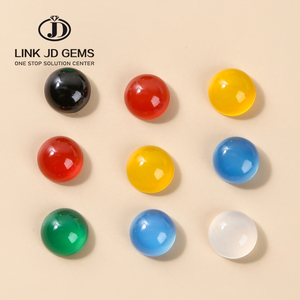JD Wholesale Perline Cabochon in Agata Sintetica 7A Rotonde a Fondo Piatto Multicolore 4-14mm Sciolte per Creazione Gioielli Fai da Te - Product Image 1