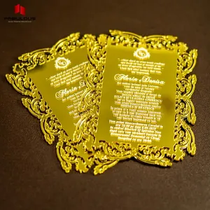Великолепная фабричная изготовленная на заказ золотая акриловая зеркальная пригласительная открытка для резки свадебного приглашения акриловый лист