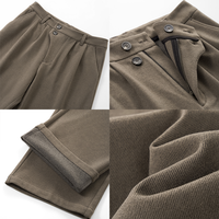 Pantalon de costume décontracté vintage ample à taille haute plissé avec braguette décalée en tissu peigné style britannique personnalisé QUICKSHOW pour hommes