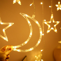 220V Plug-in Intérieur LED Fée Lumière Rideau Ramadan Eid Noël Lune Étoile Décoration en Plastique IP44 Classé