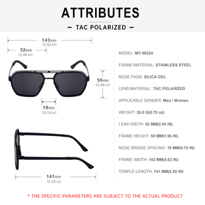 Da uomo in acciaio inox per avvitabile cerniera poligonale doppio ponte polarizzato pesca UV400 occhiali da sole occhiali da sole - Product Image 6