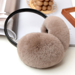 100% Rex Rabbit Fur <b>Earmuffs</b> Women Winter Warm <b>Earmuffs</b> <b>Girls</b> Plush Ear Cover Outdoor Cold Protection Ear-Muffs Folding Earflap - Product Image 2